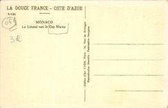 VINTAGE POSTCARD Monaco the Littoral Towards the Cape Martin