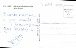 Caminata de la POSTAL de la VENDIMIA Niza del efecto inglés de la noche