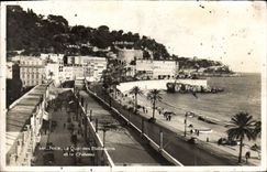 POSTAL de la VENDIMIA Niza el Quay de los Estados Unidos y del castillo