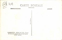 El ayuntamiento de Narbonne de la POSTAL de la VENDIMIA viaja el paladar de De I' Ancien de los arzobispos