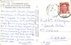 CPA Carcassonne La Cite Perspective De La Ville Basse