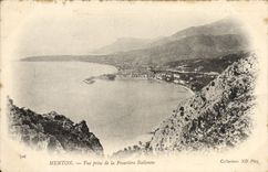 VINTAGE POSTCARD Menton Seen from Of the Border Italian