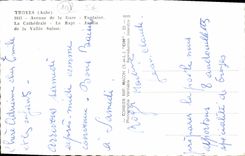 MODERN CARD To remember De Troyes Avenue of the Station Fountain the cathedral the abduction Garden of the Swiss valley