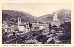 VINTAGE POSTCARD La Turbie the Church And the Tower Of Auguste