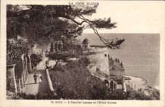 POSTAL de la VENDIMIA Niza la escalera Lesage y hotel de I del suizo