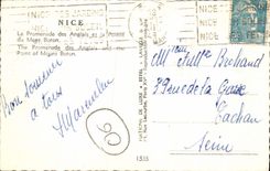 POSTAL MODERNA Niza la caminata del inglés y el punto del montaje del boro