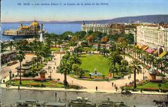VINTAGE POSTCARD Nice the Gardens Albert the 1st Casino Of the Pier And Hotels