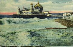 Casino de la POSTAL de la VENDIMIA Niza de la caminata del embarcadero por el mar pesado