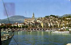 MODERN CARD Menton Part Of the Port the Old city and the Bonaparte quay