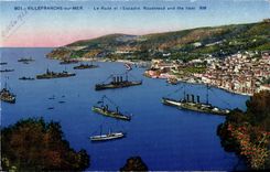 VINTAGE POSTCARD Villefranche On Sea Roads And I' Escadre Boat