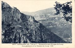 VINTAGE POSTCARD Gourdon Excursion with the throats of the wolf View and the viaduct of the wolf