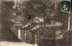 VINTAGE POSTCARD Melun Edges of Almont
