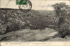 VINTAGE POSTCARD Fontainebleau the drill throats of Franchard