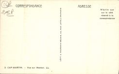 CPA Cap Martin Vue Sur Menton