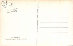 CPA Menton Vue Generale Prise du Cap Martin