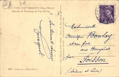 De la VENDIMIA de la POSTAL cabo Martin Menton cruzado del resorte en el cabo Martin