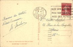 VINTAGE POSTCARD Roads of Villefranche and the head of dog Boats