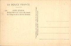 POSTAL Roquebrune de la VENDIMIA la aldea vista de la cornisa grande