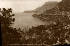 POSTAL Roquebrune Monte Carlo de la VENDIMIA y la cabeza del perro