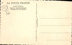 VINTAGE POSTCARD Menton Landscape of the Cape Martin