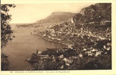 VINTAGE POSTCARD Monaco and Monte Carlo Seen from of Roquebrune