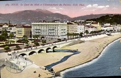 POSTAL de la VENDIMIA Niza el Quay del sur y del Embouchere de la lentejuela