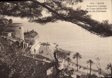 Escalera y viaje Bellande de Lesage de la POSTAL de la VENDIMIA Niza visto del castillo