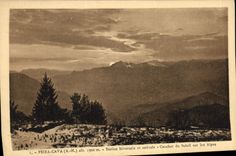 VINTAGE POSTCARD Peira Undermined Winter and estival Station Sunset on the Alps