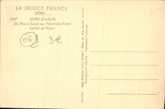 VINTAGE POSTCARD Of Nice Sospel by Peira Cava Turini the collar of the Elm has