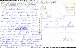 CPA Menton Vue Prise du Cap Martin