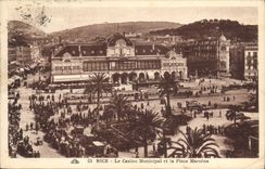 VINTAGE POSTCARD Nice the Municipal Casino and the Place Massena Tram