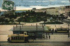 CPA Nice Place Massena et Jardins Vue Prise du Casino Tramway