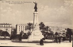 VINTAGE POSTCARD Nice Monument of the Centenary and Garden Albert 1st