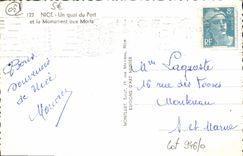 CPM Nice Un Quai du Port et le Monument aux Morts Bateau