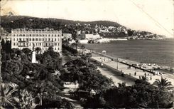 POSTAL MODERNA Niza vista de Ruhl en los jardines Albert 1r en la parte inferior el montaje del boro