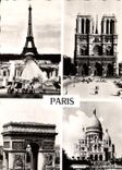 CPM Paris La Tour Eiffel Notre Dame Arc de Triomphe Sacre Coeur Montmartre