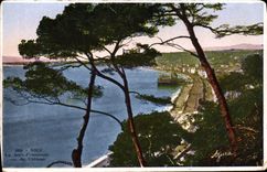 POSTAL de la VENDIMIA Niza la caminata del embarcadero vista del castillo