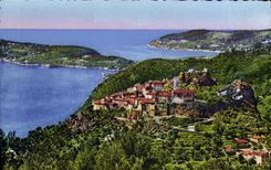 VINTAGE POSTCARD Eze Village View Taken of the Large Cornice
