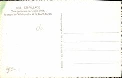 La opinión de la aldea de Eze de la POSTAL de la VENDIMIA los caminos de Ferrat del cabo de Villefranche y del boro monta