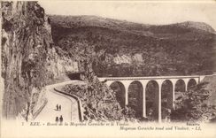 VINTAGE POSTCARD Eze Road of the Average Cornice and the Viaduct