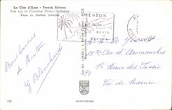 CPA La Cote D'Azur French Riviera Vue sur la frontiere Franco italienne