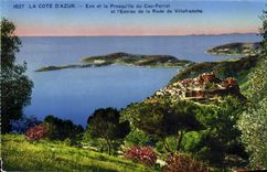 La POSTAL de la VENDIMIA la dimensión del azul de Eze y de la península del cabo Ferrat y la entrada de los caminos tiene Villefranche