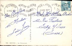 VINTAGE POSTCARD Menton the Walk of the English