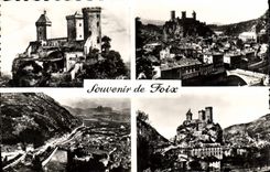 CPM Souvenir De Foix Le chateau Vue generale Defile de l'Ariege Le chateau et le rocher