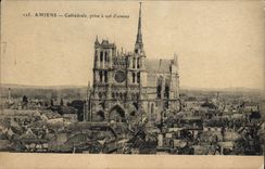 VINTAGE POSTCARD Amiens Cathedral Taken As the crow flies