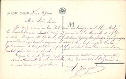 POSTAL Eze de la VENDIMIA en el mar vista a través de los pinos y del puente de la cornisa media