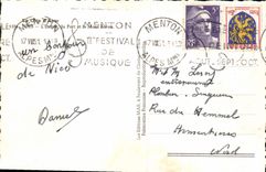 POSTAL MODERNA Niza la entrada del puerto y del barco del boro del montaje