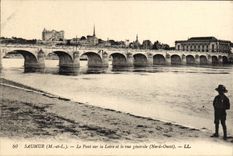 VINTAGE POSTCARD Saumur the Bridge on the Loire and View