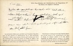 VINTAGE POSTCARD FAC simile of the abdication of Napoleon 1st