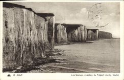 VINTAGE POSTCARD Ault the Cliffs Direction of Treport High tide